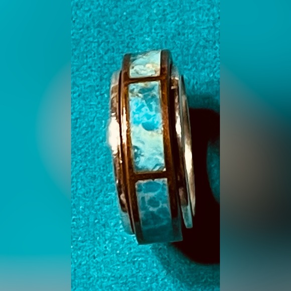 JAY KING MINE FINDS COPPER TURQUOISE SPINNER RING /925 SILVER/ SIZE 6 1/2 - Picture 5 of 6